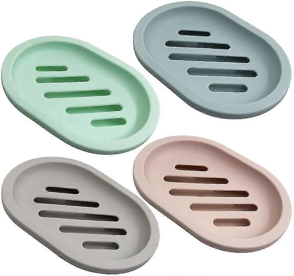 Set Of 4 Soap Dish For Shower Soap Box Soap Saver Case Holder With Drain
