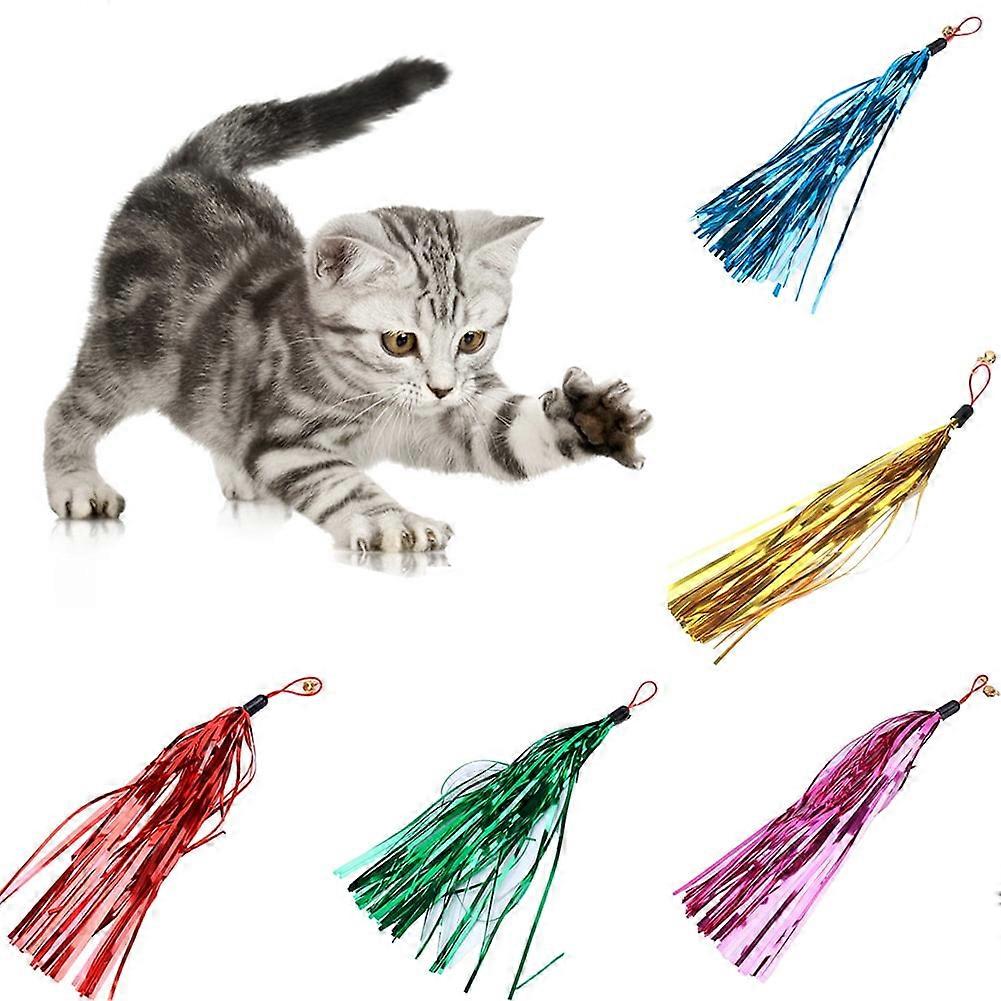 Shulemin Pet Cat Teaser Wand Sound Paper Bell Replacement Head Bite Interactive Play Toy,Blue