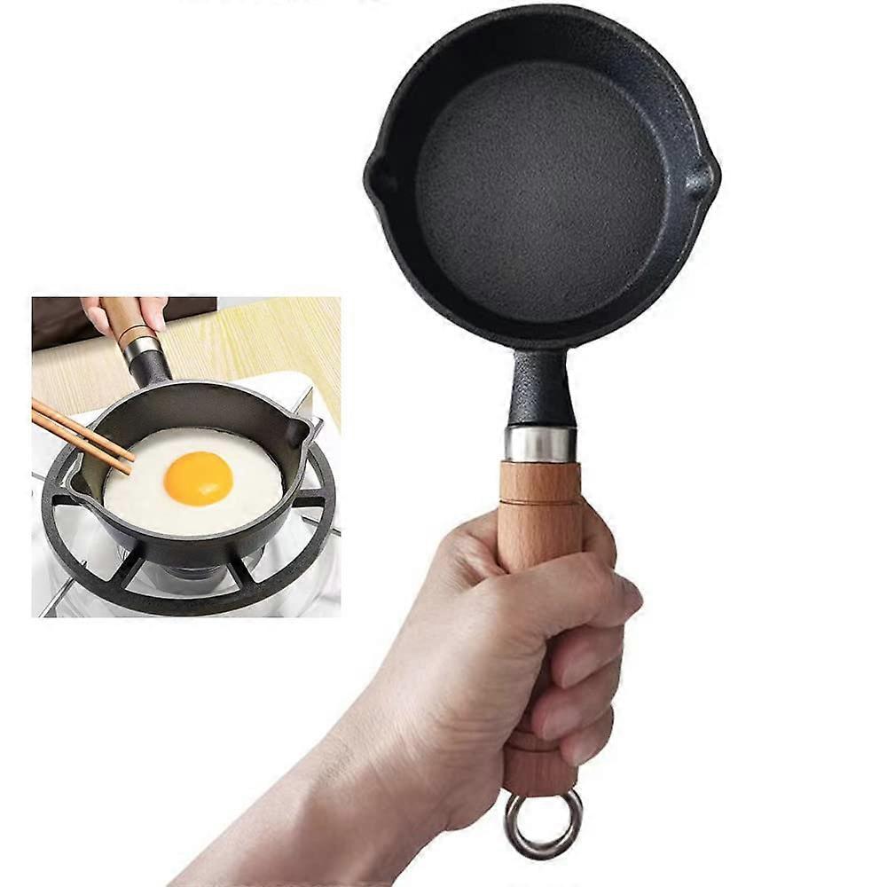 Cast Iron Frying Pan 4.3 Inch with Heat Resistant Handle for Egg Cooking, Camping, Induction Hob