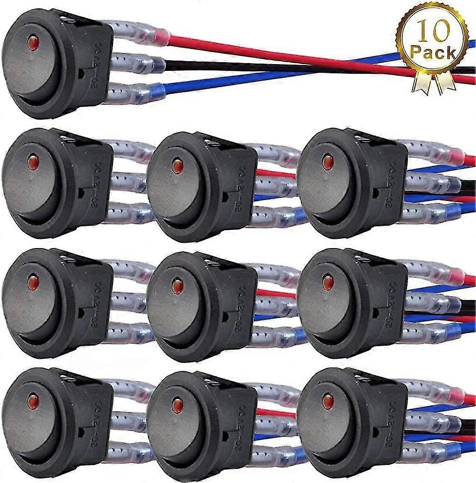 Rocker Switch, 12v 20a/24v 10a Led Rocker Toggle Switch (with 16awg Wire) Spst