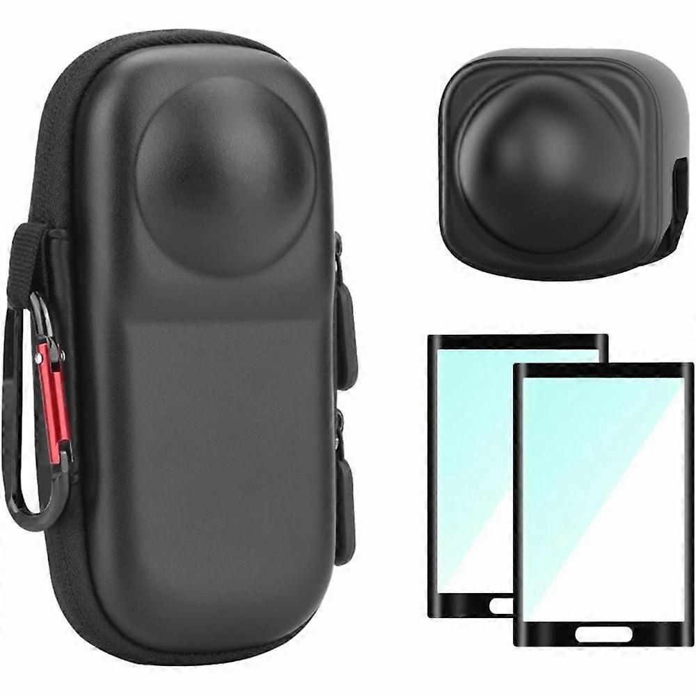 For Insta360 X4 Action Camera EVA Storage Case with 2 Screen Protector and Silicone Lens Cap Kit