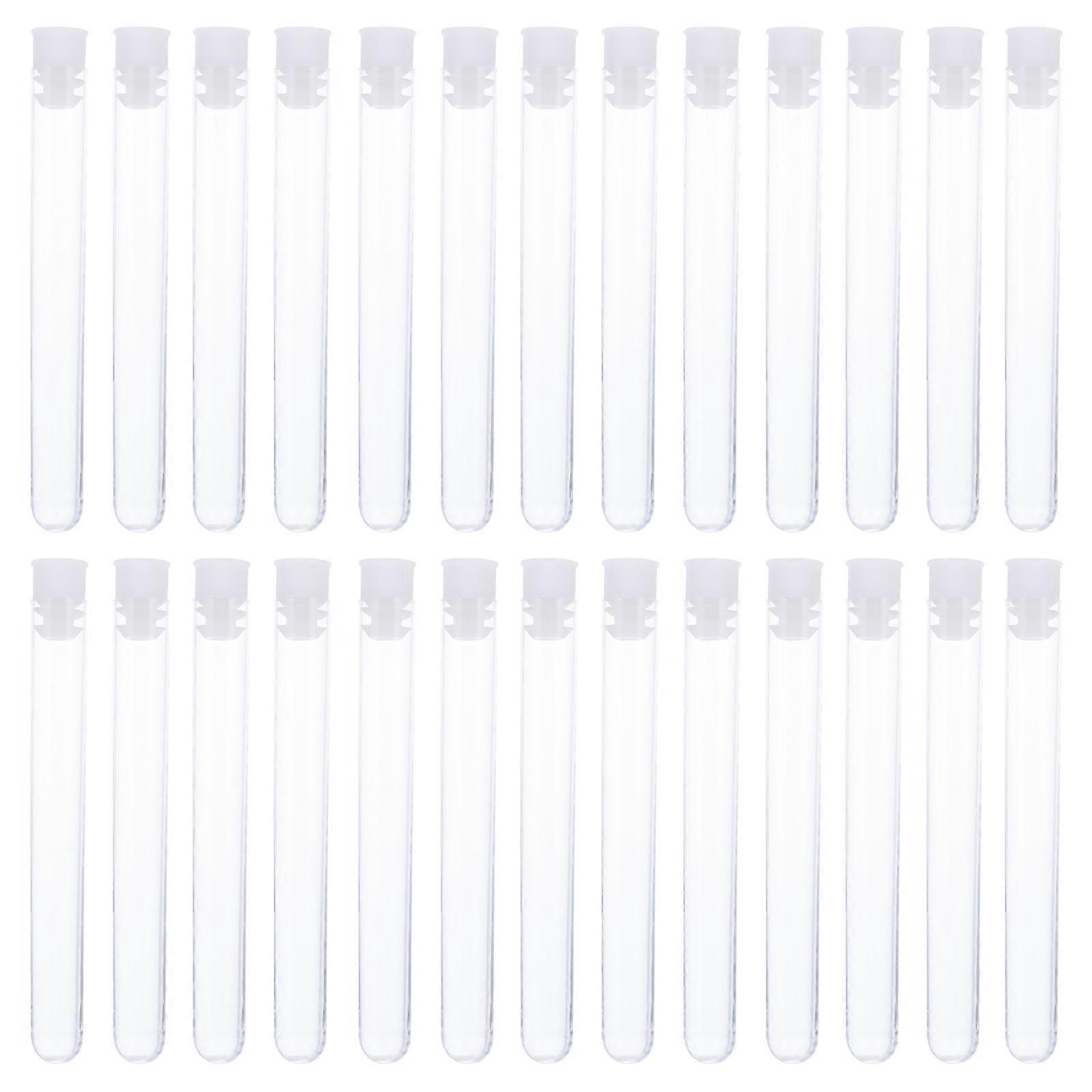 100pcs Plastic Test Tubes Science Laboratory Tubes Transparent Test Tubes