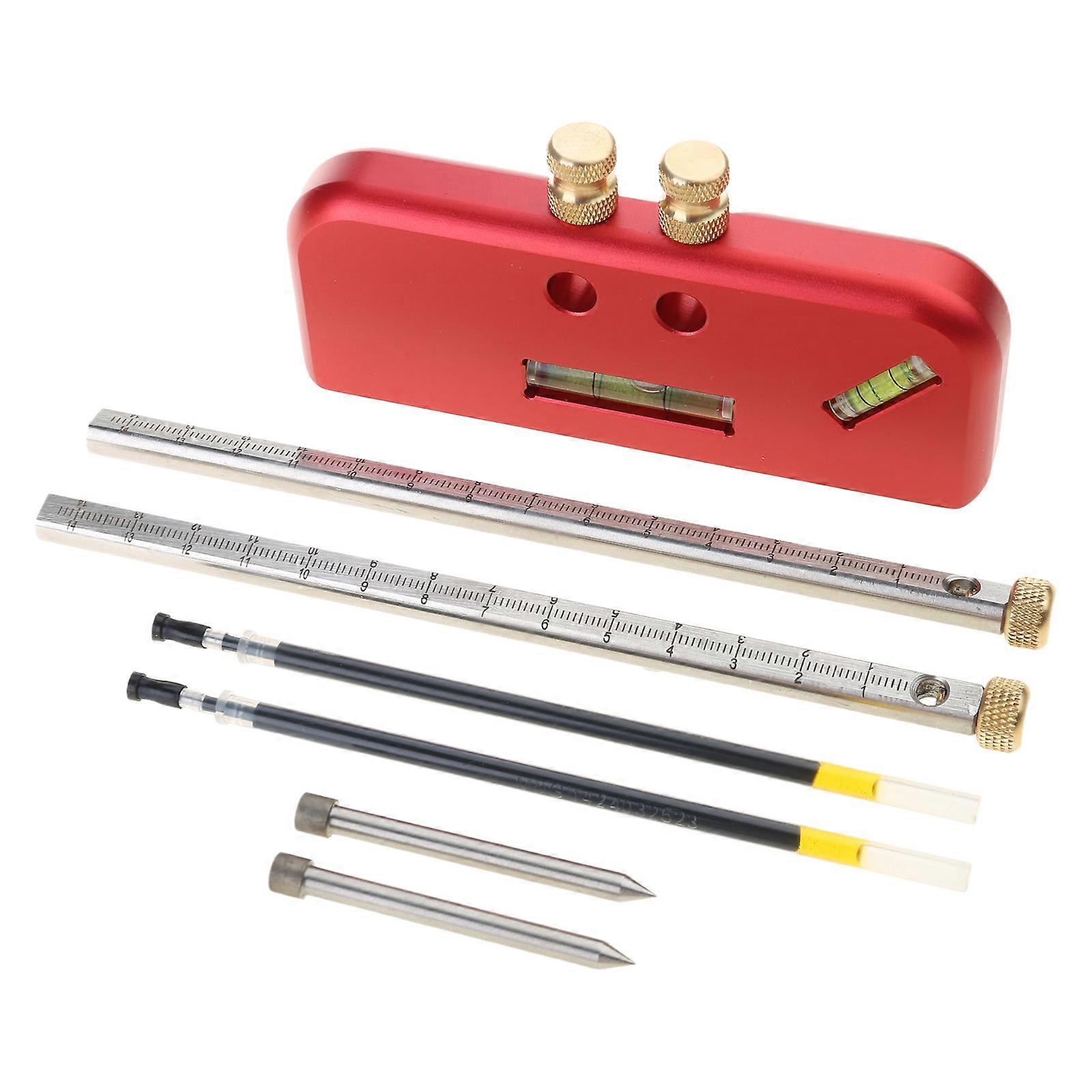 Measure Ruler Woodworking Marker Double-Head Scriber Parallel Layout Carpenter Marking Tools Aluminum Alloy Marking Tool  Red