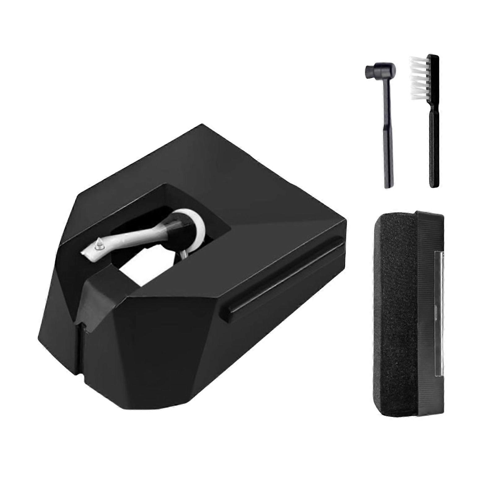 ダイヤモンドスタイラス針交換セットクリーニングブラシ付きレコードプレーヤーターンテーブルレコードプレーヤーに適した針ブラック