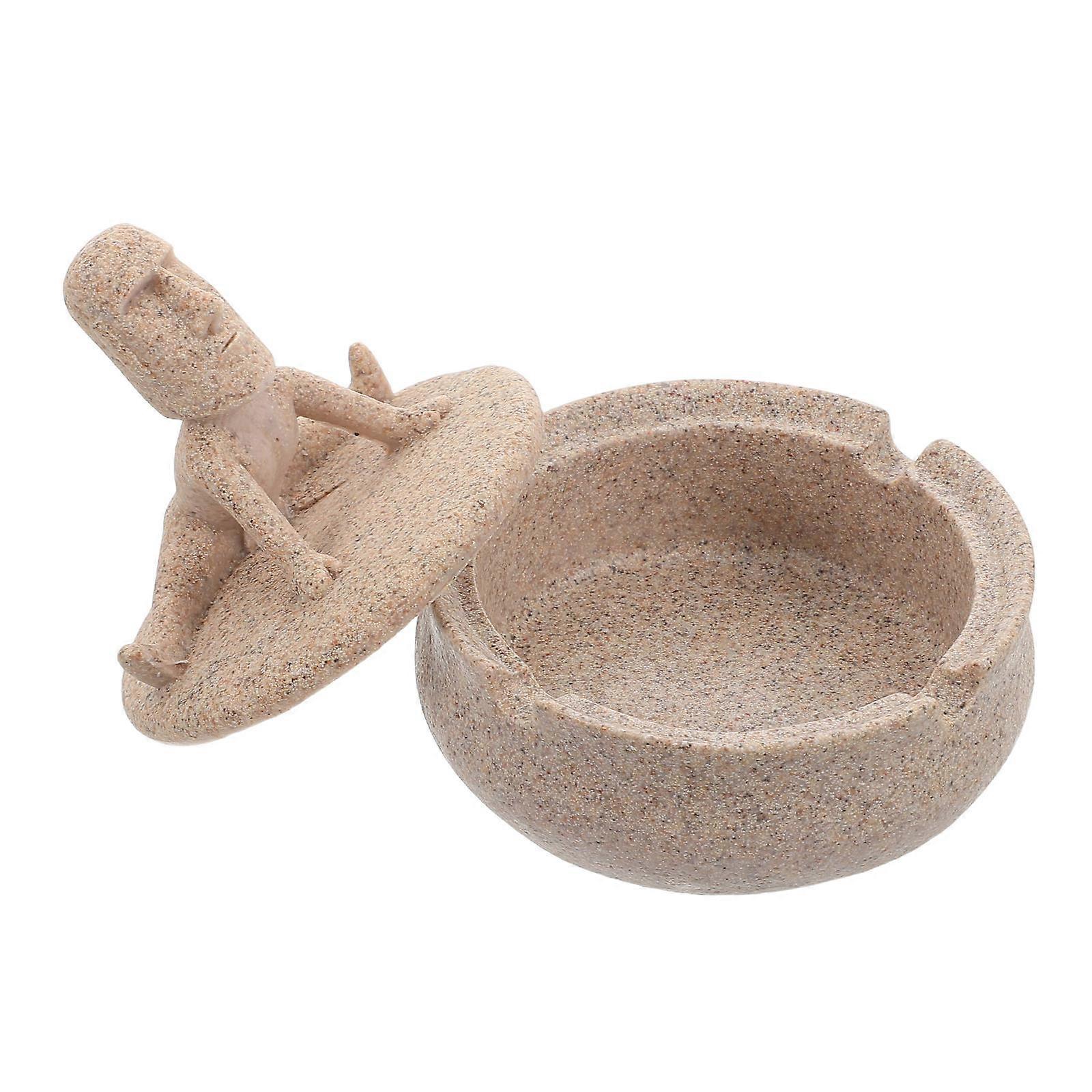 Creative Resin Ashtray Yoga Holder with Lid for Desktop