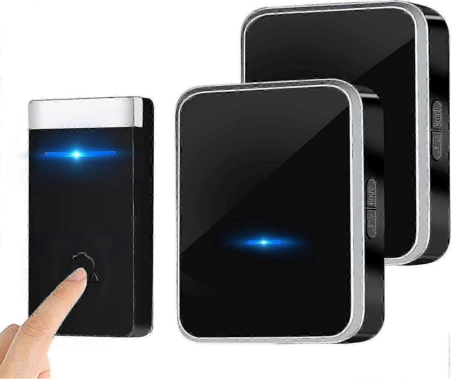 Wireless doorbell with plug-in receivers and 150m range