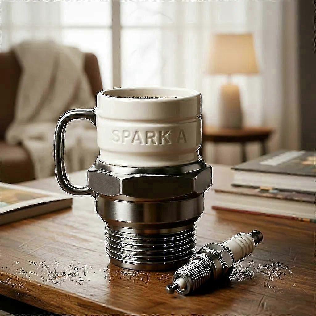 Mechanical Style Resin Mug, Unique Spark Plug Design Coffee Cup, Creative Gift for Collectors and Enthusiasts