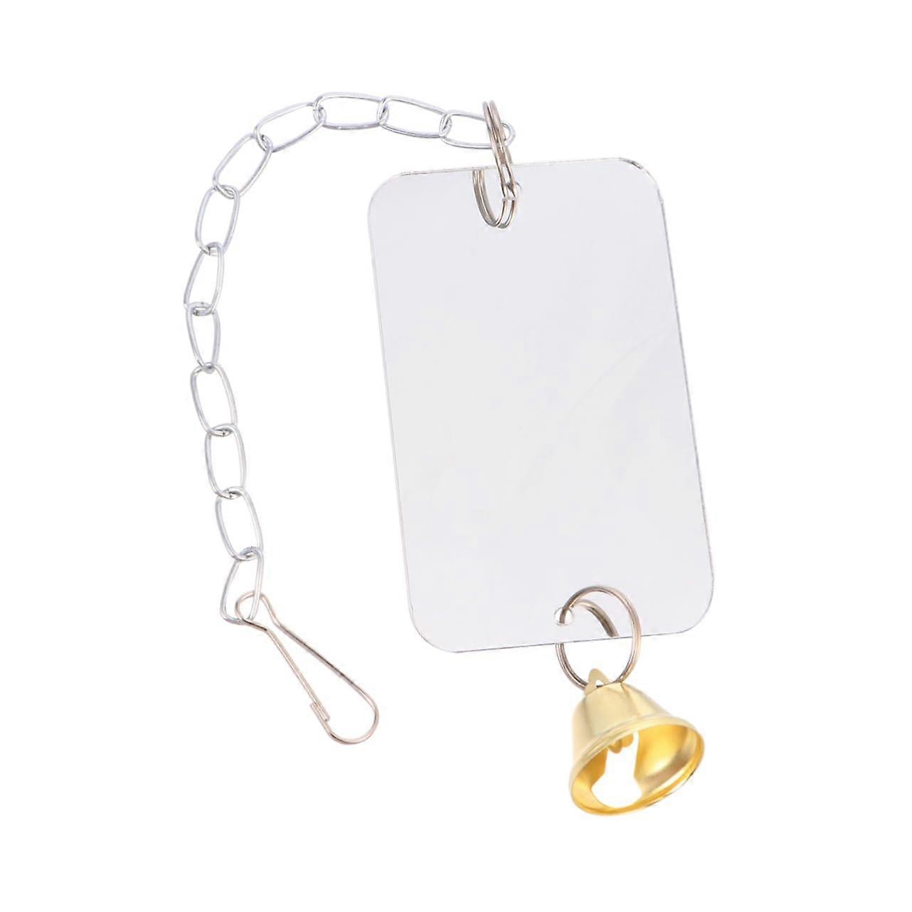 Parrot Cage Mirror with Bell for Parakeets and Cockatiels Interactive Hanging Bird Toy Entertainment