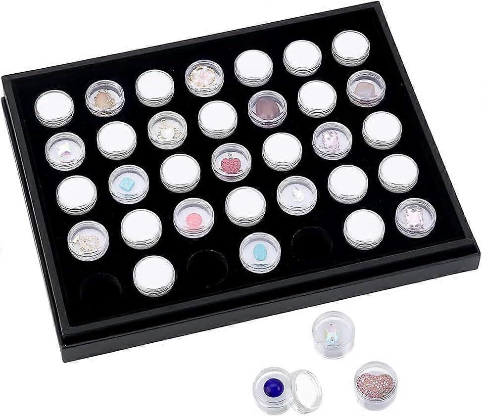 35 Grids Gemstone Display Box Charm Display Tray Gem Box Stone Organizer Ring Display Box with Lid Container for Mini Jewellery Diamond Collection Org