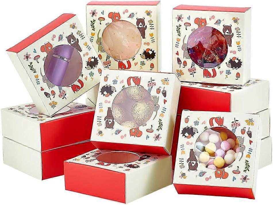 30 Pack Candy Box with Window Paper Packing Boxes Small Treat Box for Candy Cookies Macaron Handmade Soap Candle Gift Wrapping Cardboard Boxes for Wed