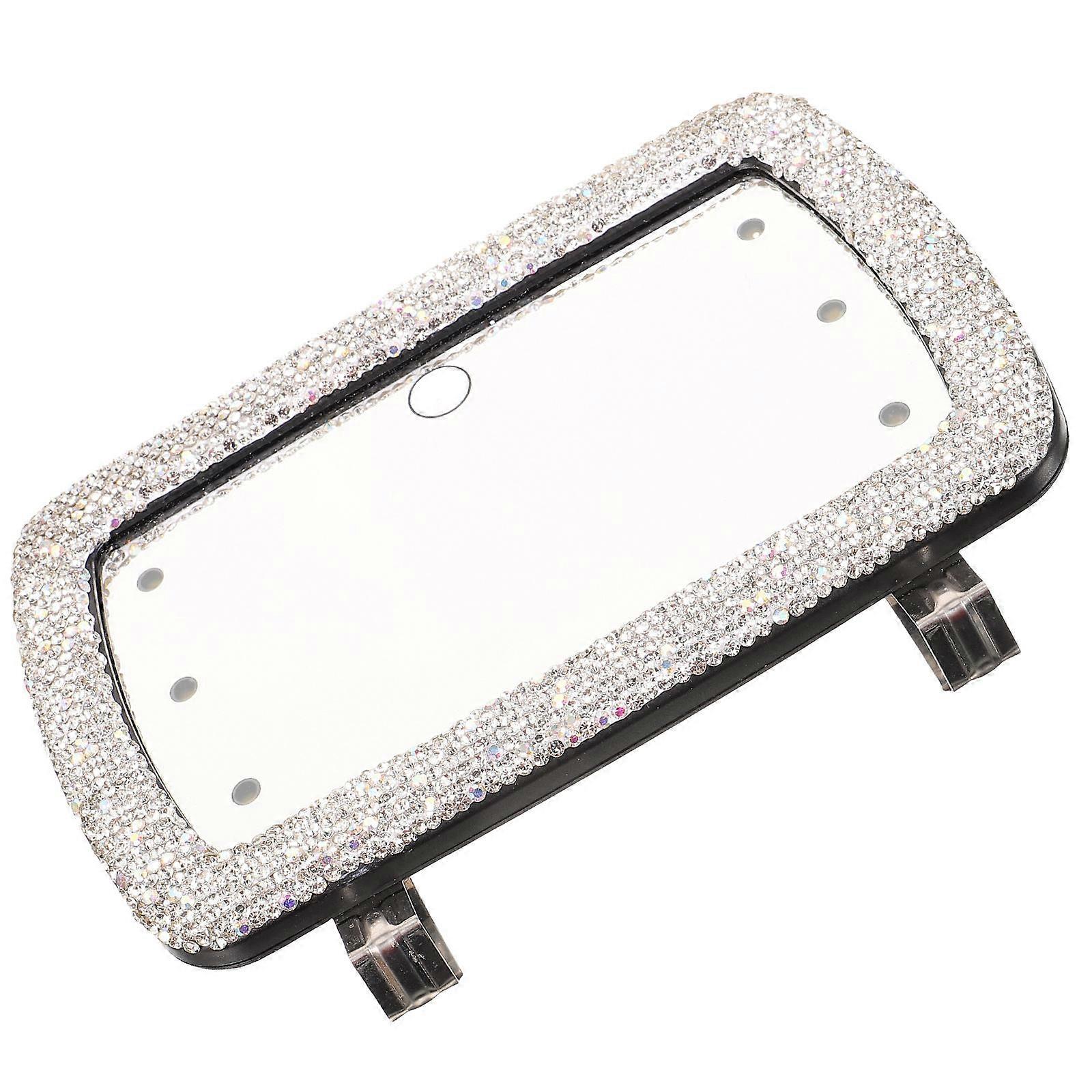 Silver Car Visor Vanity Mirror for Makeup Use Clip on Mirror