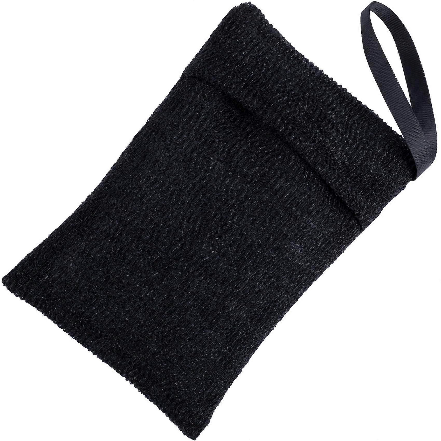 Exfoliating Soap Bag with Mesh Soap Saver for Shower, Gentle Skin Scrubber Foaming Pouch, Black