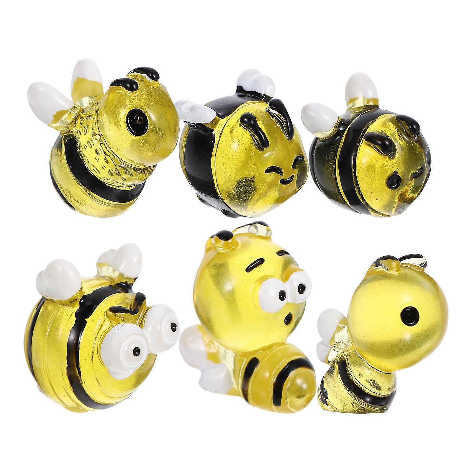 Micro Resin Bees Bee Decor for DIY Crafts 6Pcs Small Resin Bees