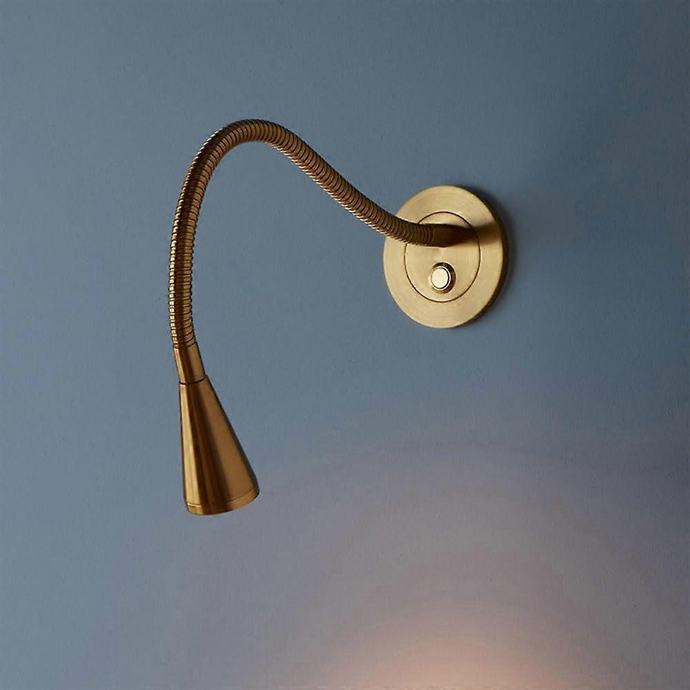 LED Wall Reading Light with Flexible Gooseneck, Warm White, Bedside Wall Lamp with Switch, Gold