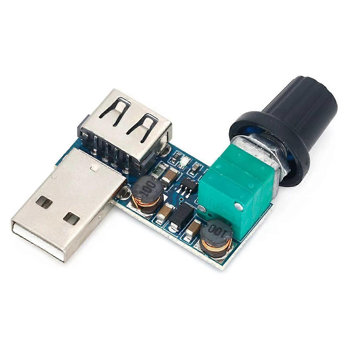 DC 5-12V USB Fan Stepless Speed Controller Regulator with Switch Speed Module Fan Governor Volume R