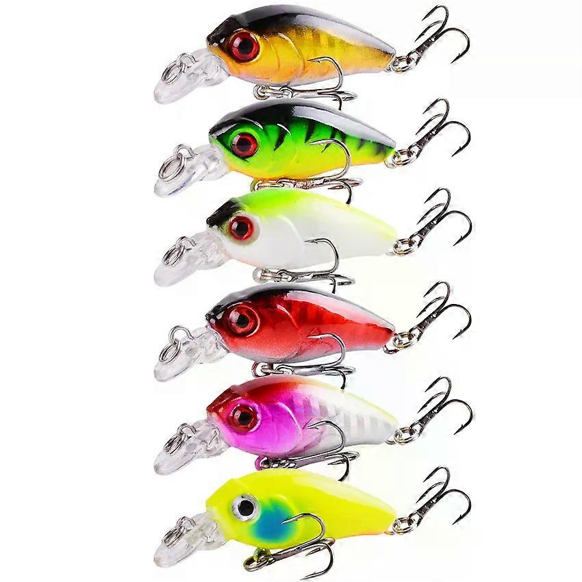 Ensemble d'appats artificiels flottants pour la p��che en surface, leurres �� manivelle mixtes, m��n�� WobJeff Crankbait Tackle Bass, 3.5g, 4.5c