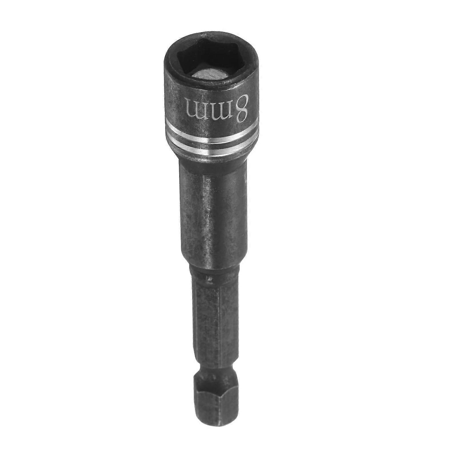 Magnetic Nut Driver 8mm S2 Steel Socket Bit with 1/4 Inch Hex Shank for Impact Drill, Black