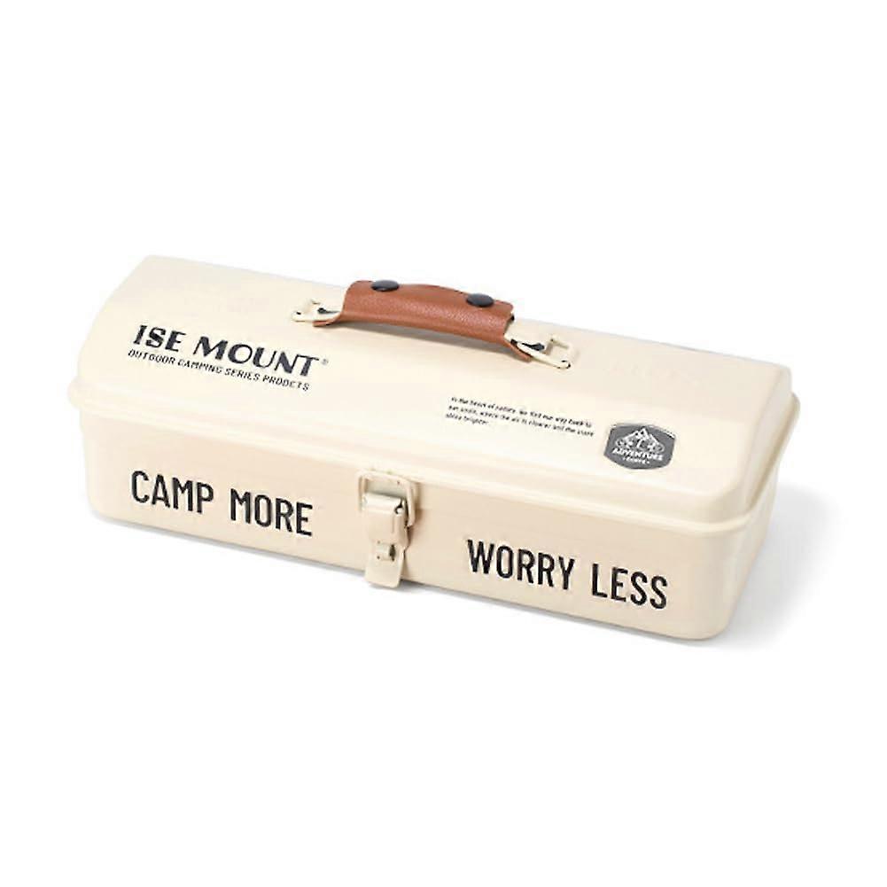 Metal Tool Box with Handle, Durable White Outdoor Storage for Camping and Picnic