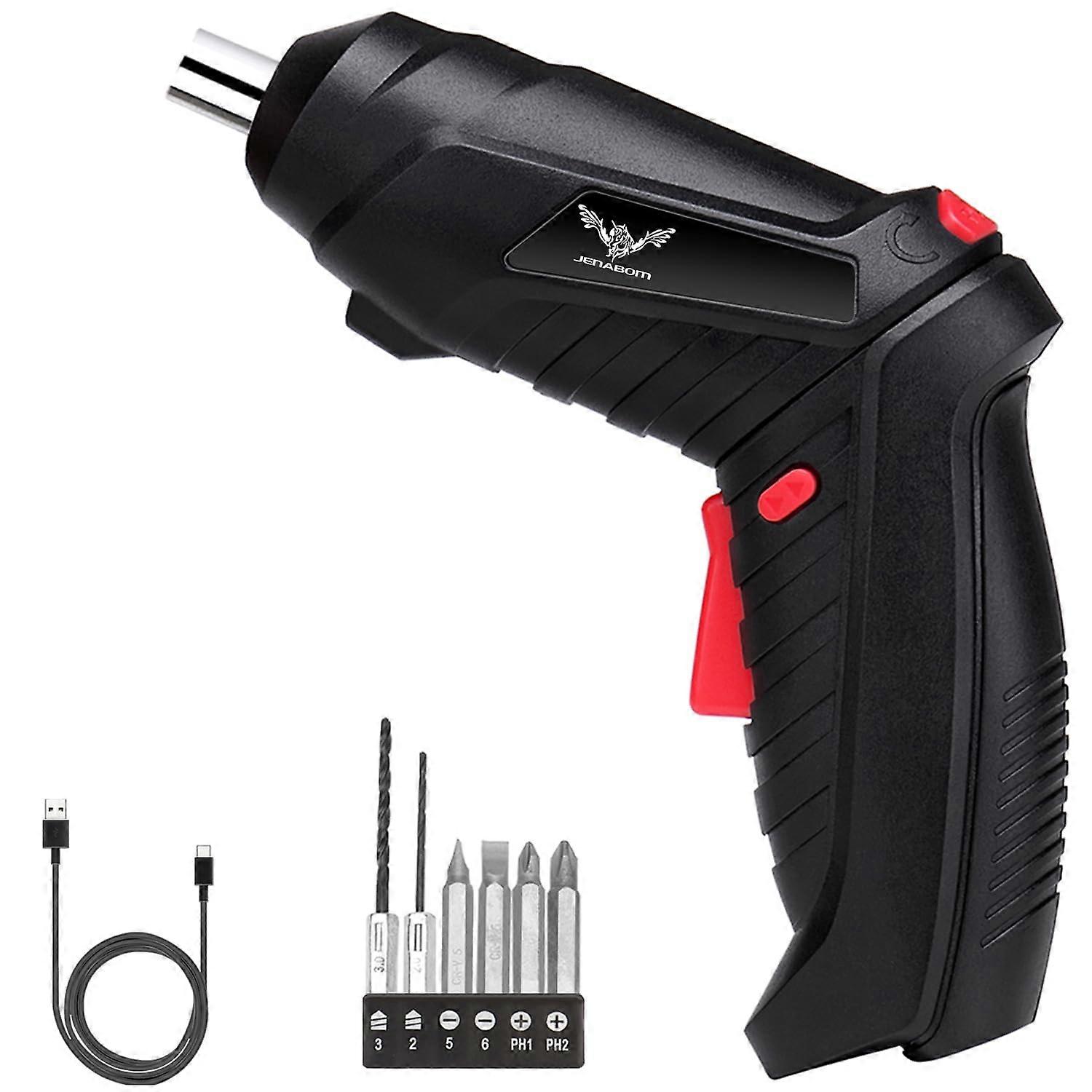 3.6V Cordless Electric Screwdriver Set with LED Light, Dual Position Handle and USB Charging