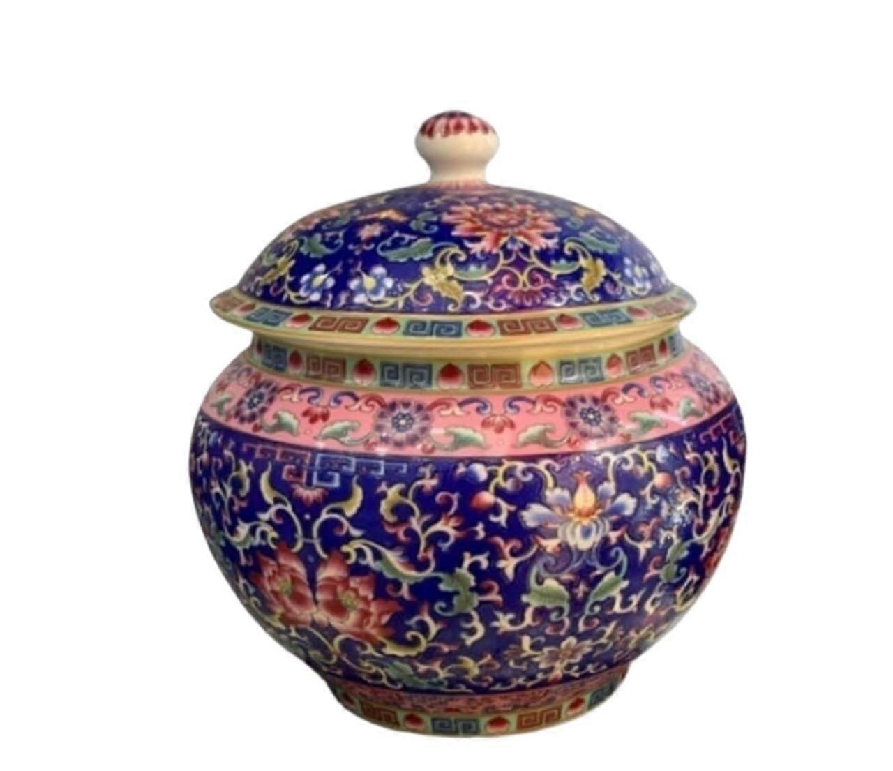 Ginger Jar Ceramic Vase with Lid Dual Purpose Decorative Storage for Home Decor