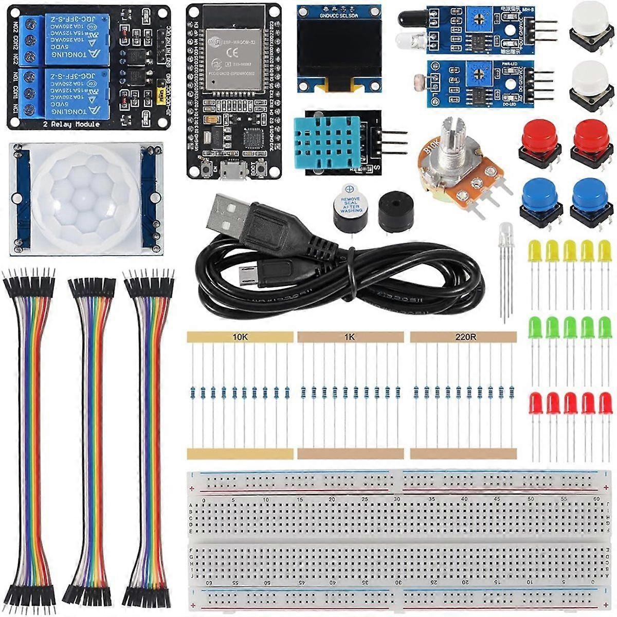 95pcs Basic Kit for ESP32 ESP-32S WiFi Development Board for Project Learning Kit ESP32 Kit with Bo