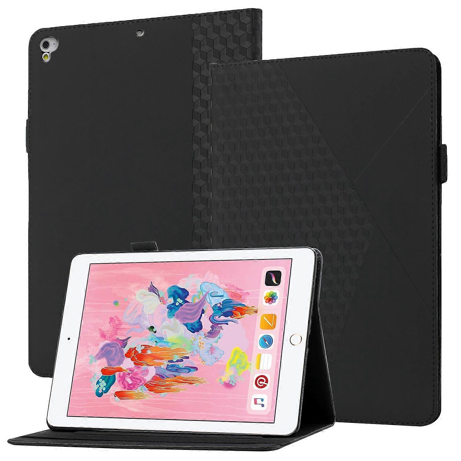 Scratch Resistant Stylish Rhombus Pattern Auto-absorbed Leather Tablet Protective Case Card Slots Co