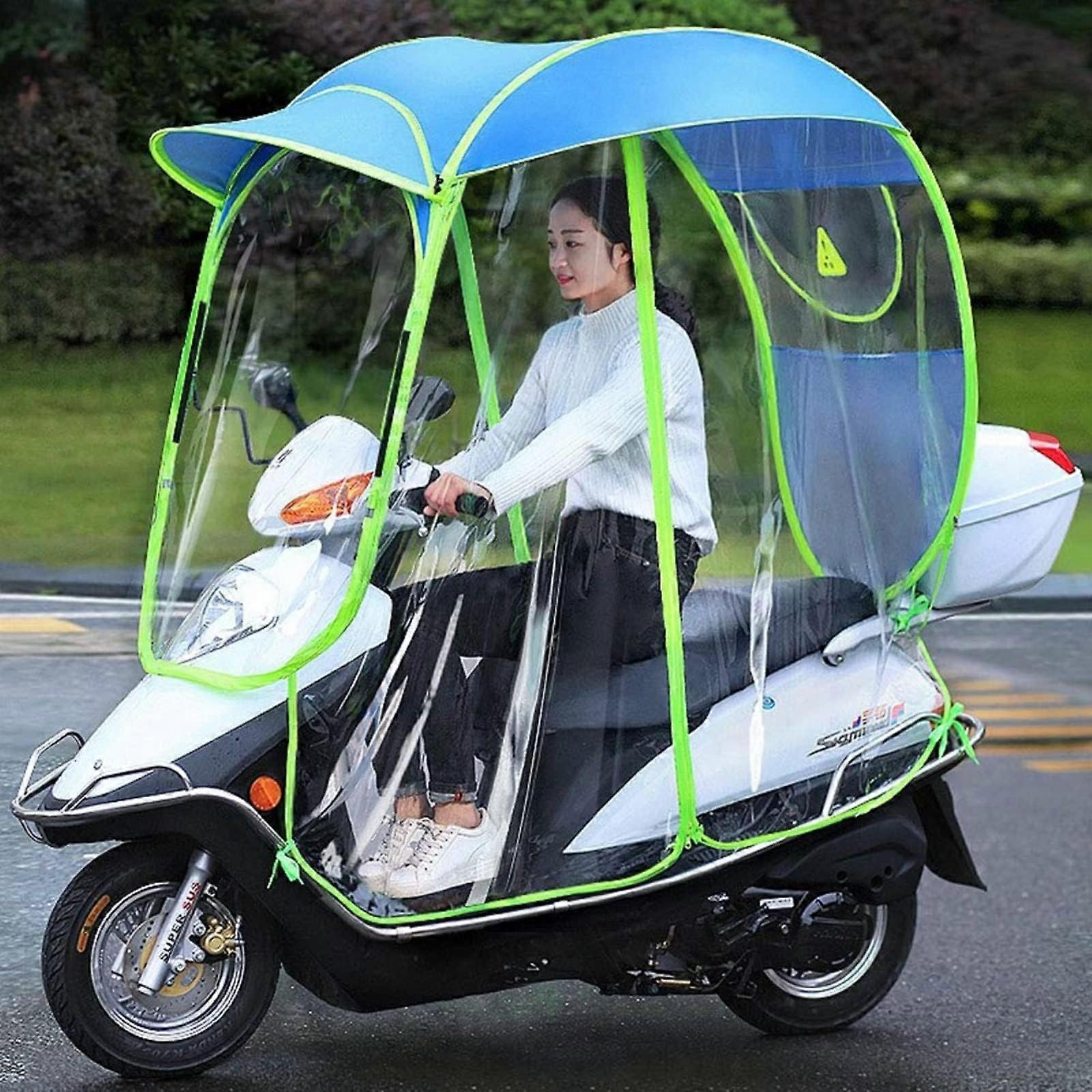 Waterproof Mobility Scooter Canopy with Foldable Sunshade, Fully Enclosed Universal Fit, Blue