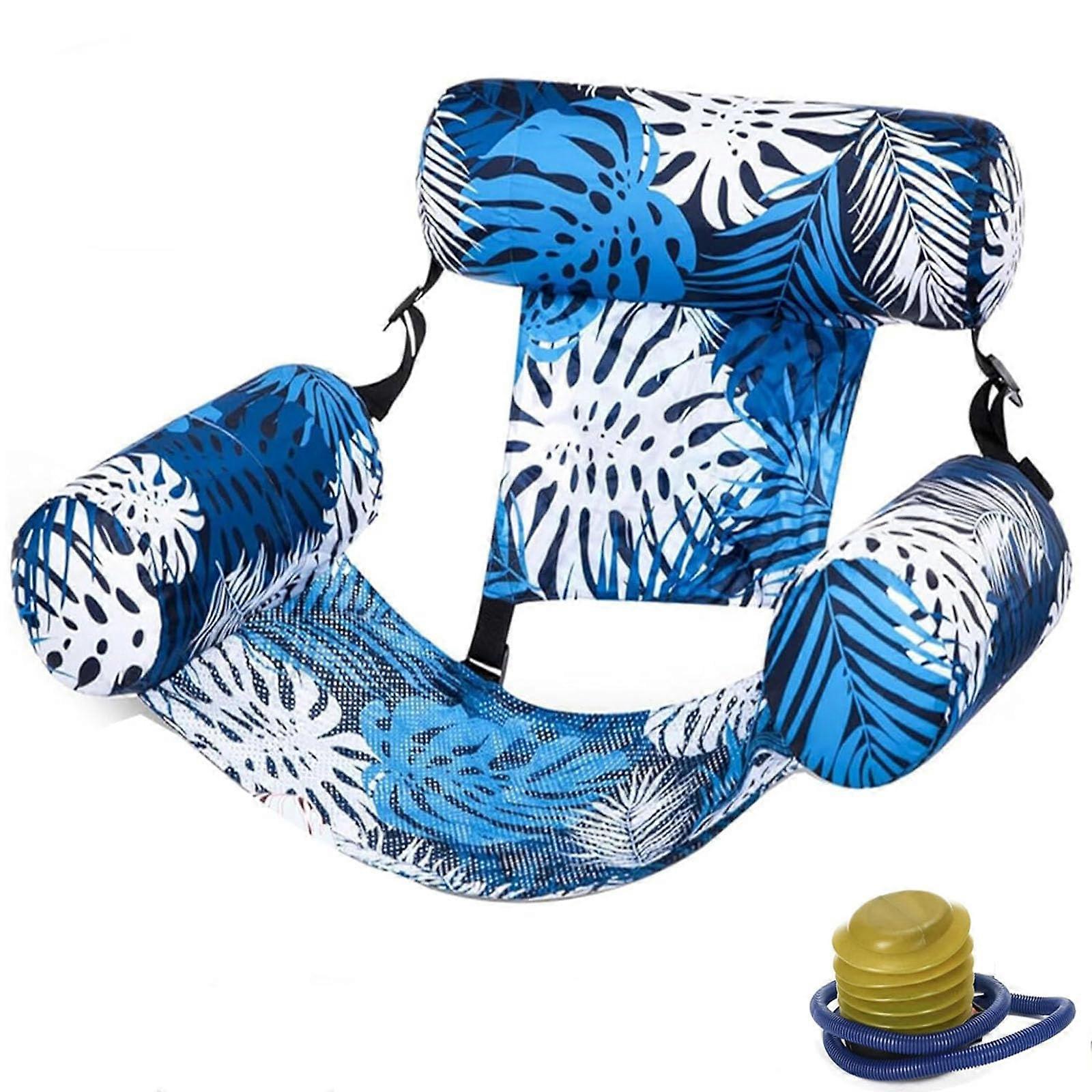 Inflatable Pool Chair with Adjustable Straps LeakProof Blue Adult Float for Pool and Beach