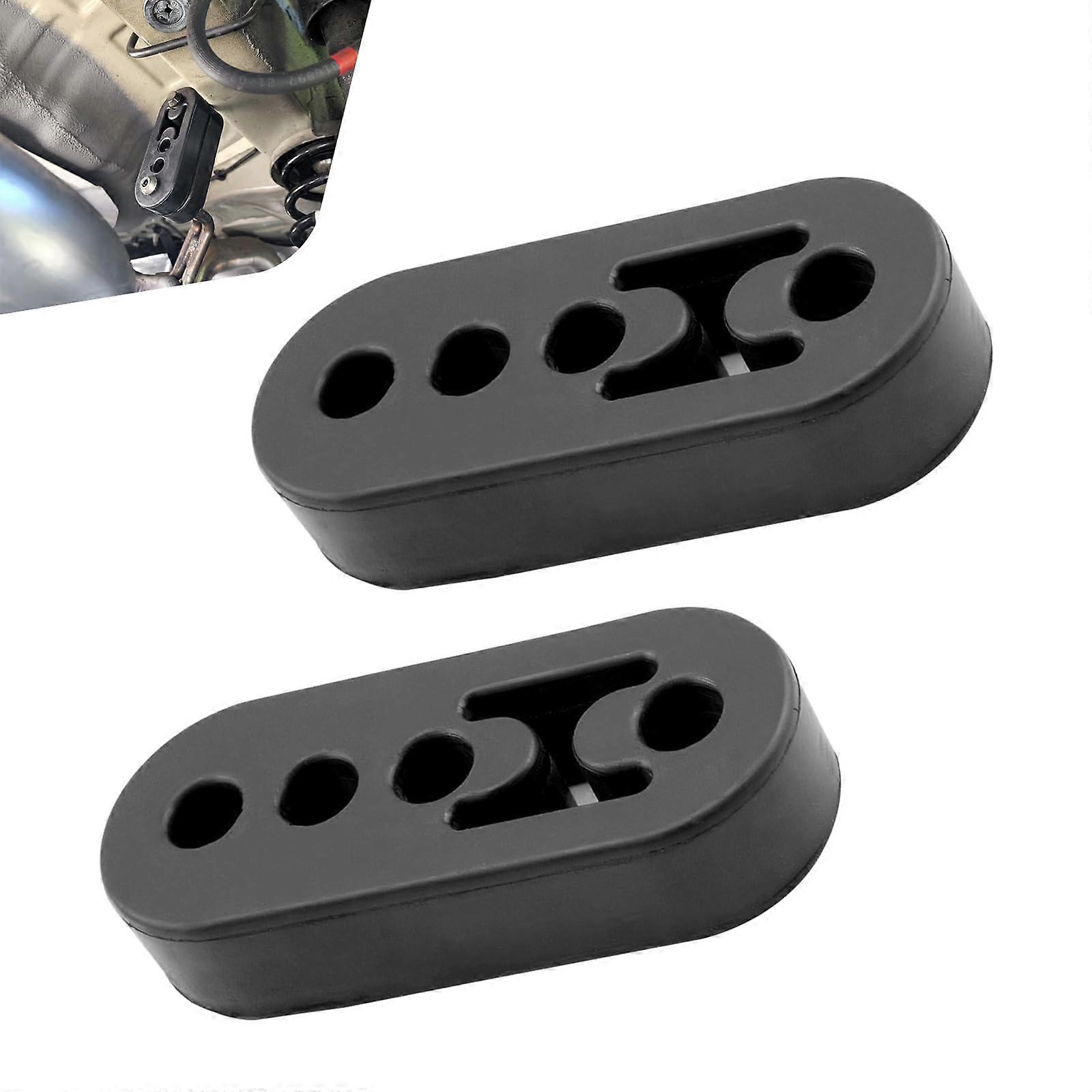 2 PCS Adjustable Rubber Exhaust Hanger, Universal Muffler Mount 4Hole, Density Vibration Absorption, Black