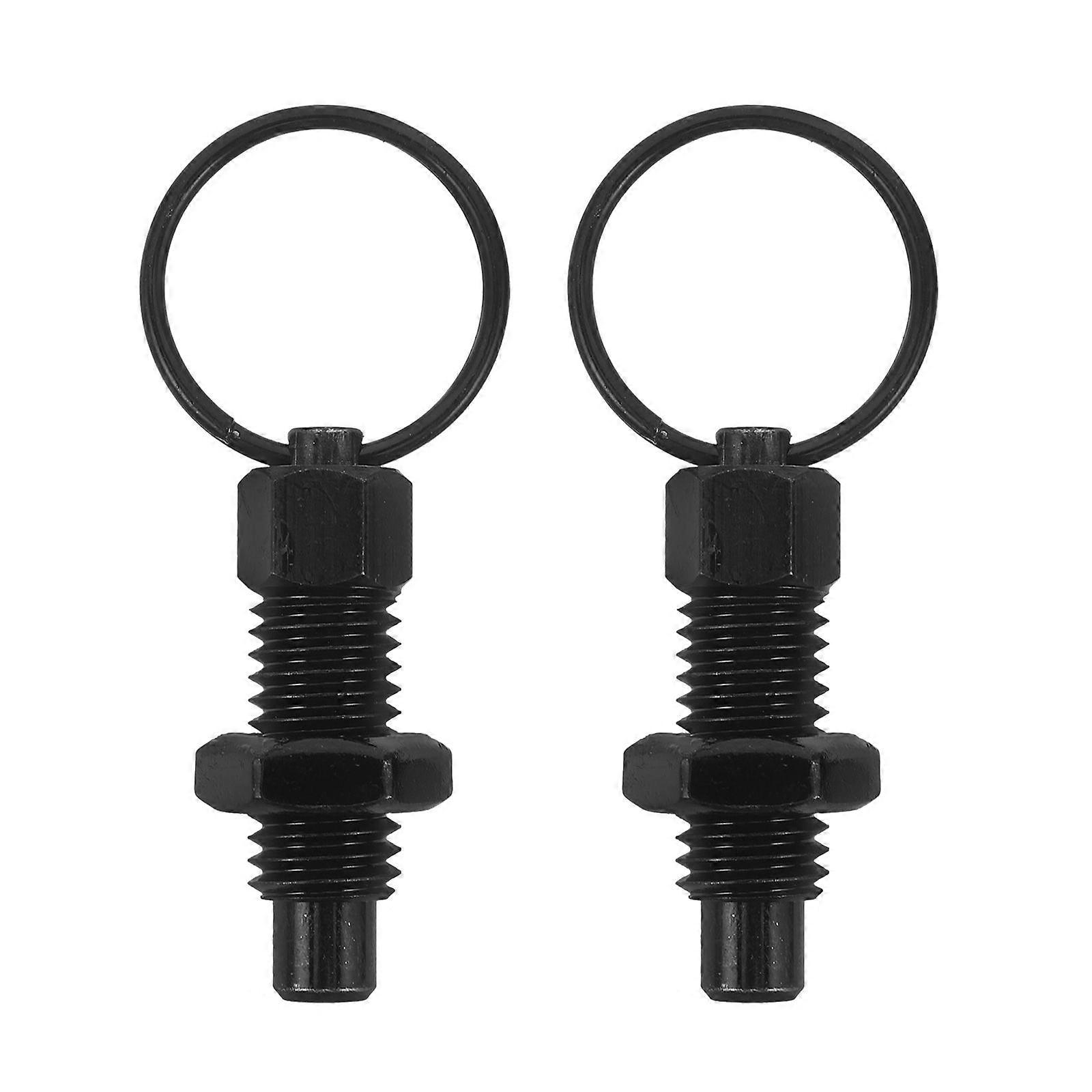 2pcs Spring Plunger with Pull Ring - Quick Release Pin Non-Locking Type Stubby Hand-Retractable Spring Plunger for Industrial Equipment
