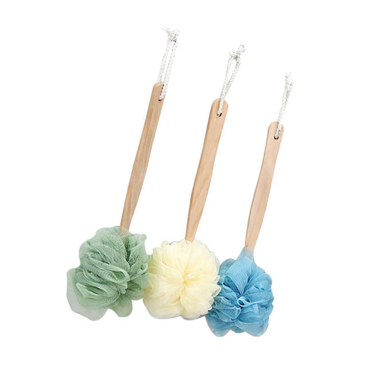 Long Handle Bath Brush Back Scrubber with Soft Mesh for Deep Cleansing and Gentle Massage, 3pcs