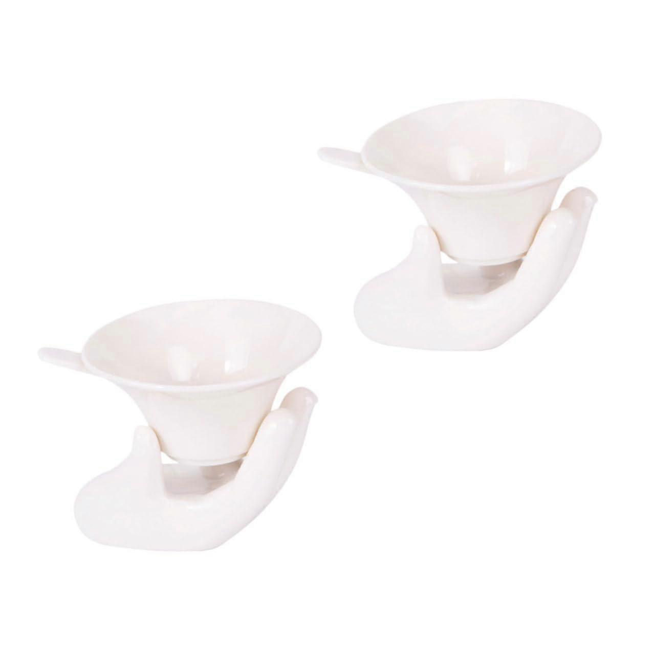 2 Sets Ceramic Tea Strainer with Handle White Reusable Tea Infuser Easy Clean