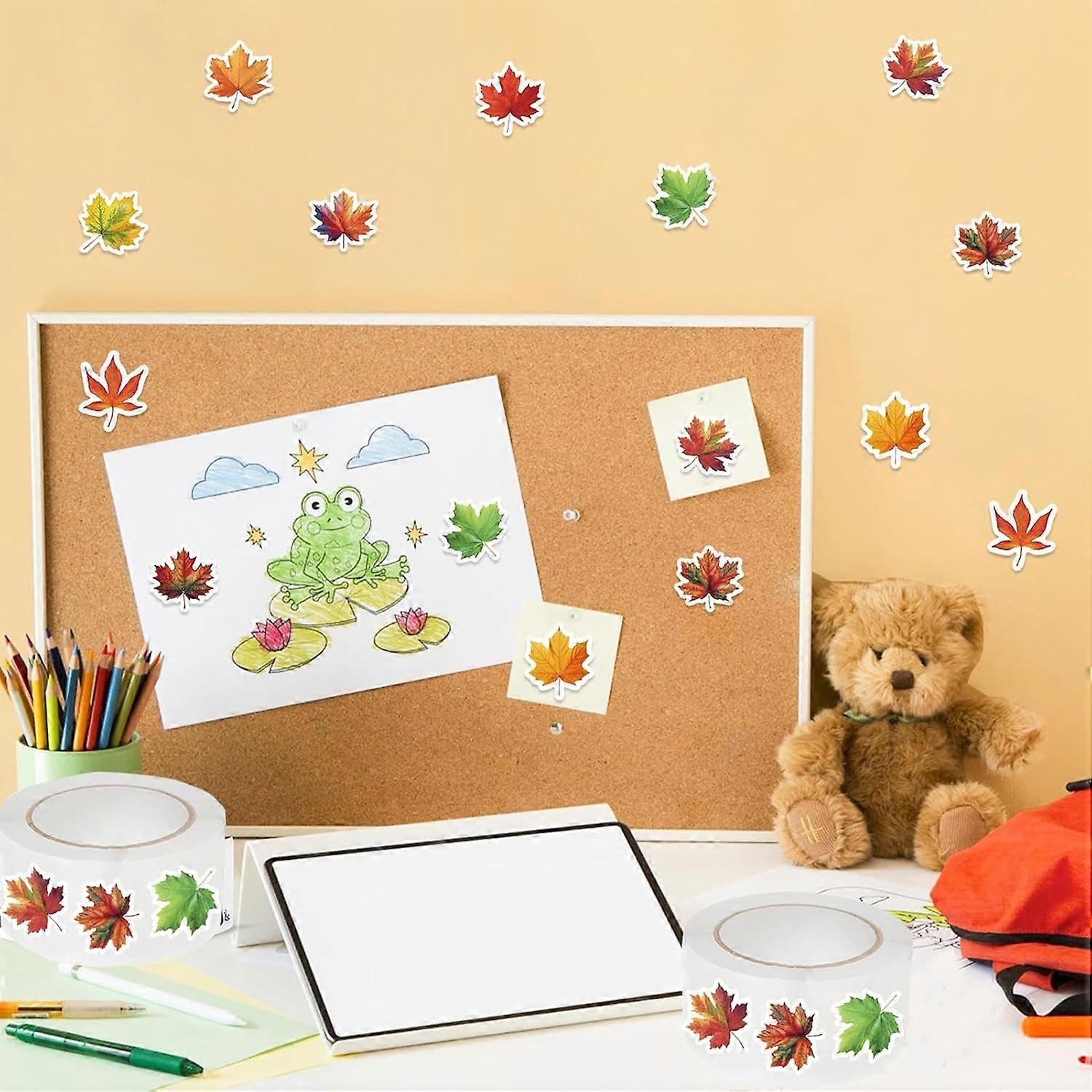 Fall Leaf Stickers Roll with Vibrant Maple Leaf Design for Scrapbooking, Journaling and Thanksgiving