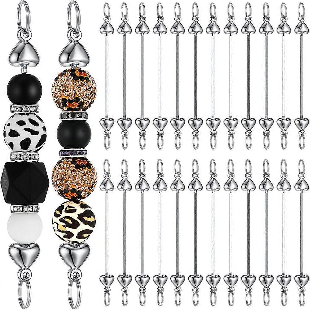 24 Pieces Beaded Keychains Bulk DIY Keychain Making Accessories A