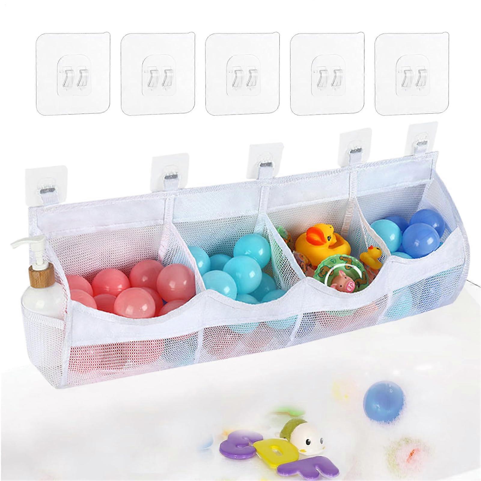 Bath Toy Organizer with 4 Compartments, NonSlip Base, SpaceSaving Storage for Kids Bathroom