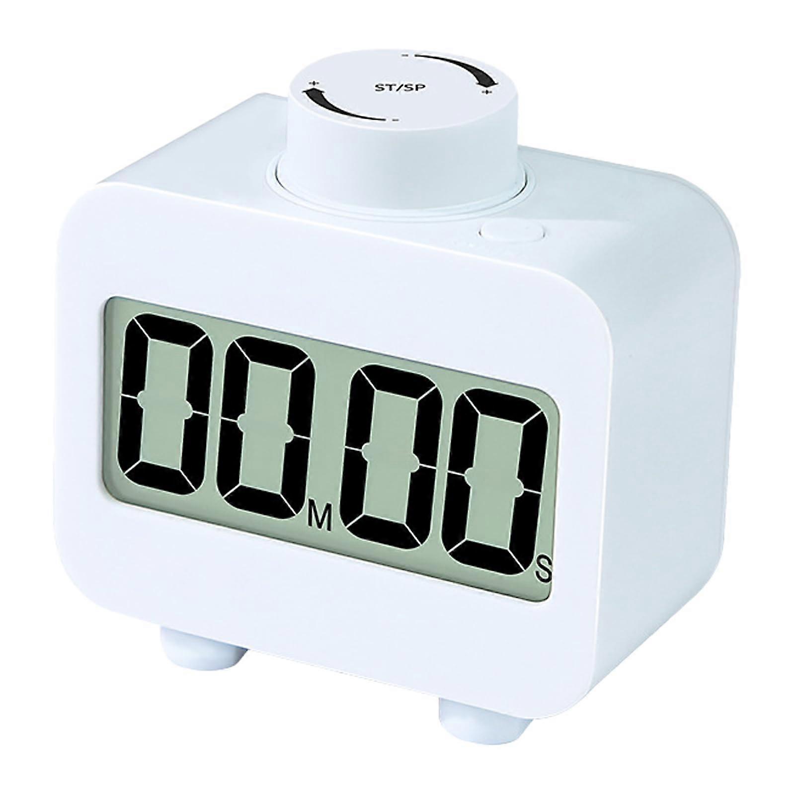 Digital Kitchen Timer 99 Min Fast Rotating Knob Dual Modes Silent Flash Alert Preset Cooking Timer White