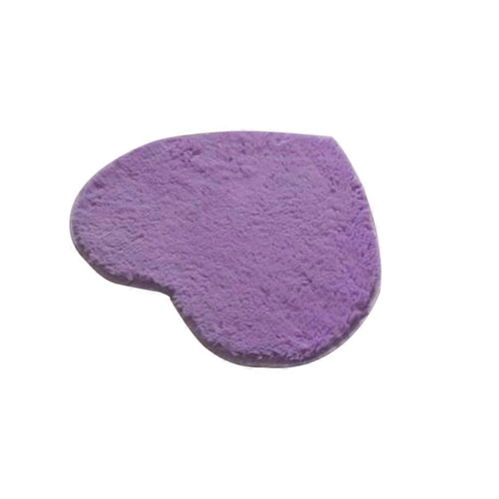 Fluffy Floor Mat Heart Shape Carpet for Decoration Violet