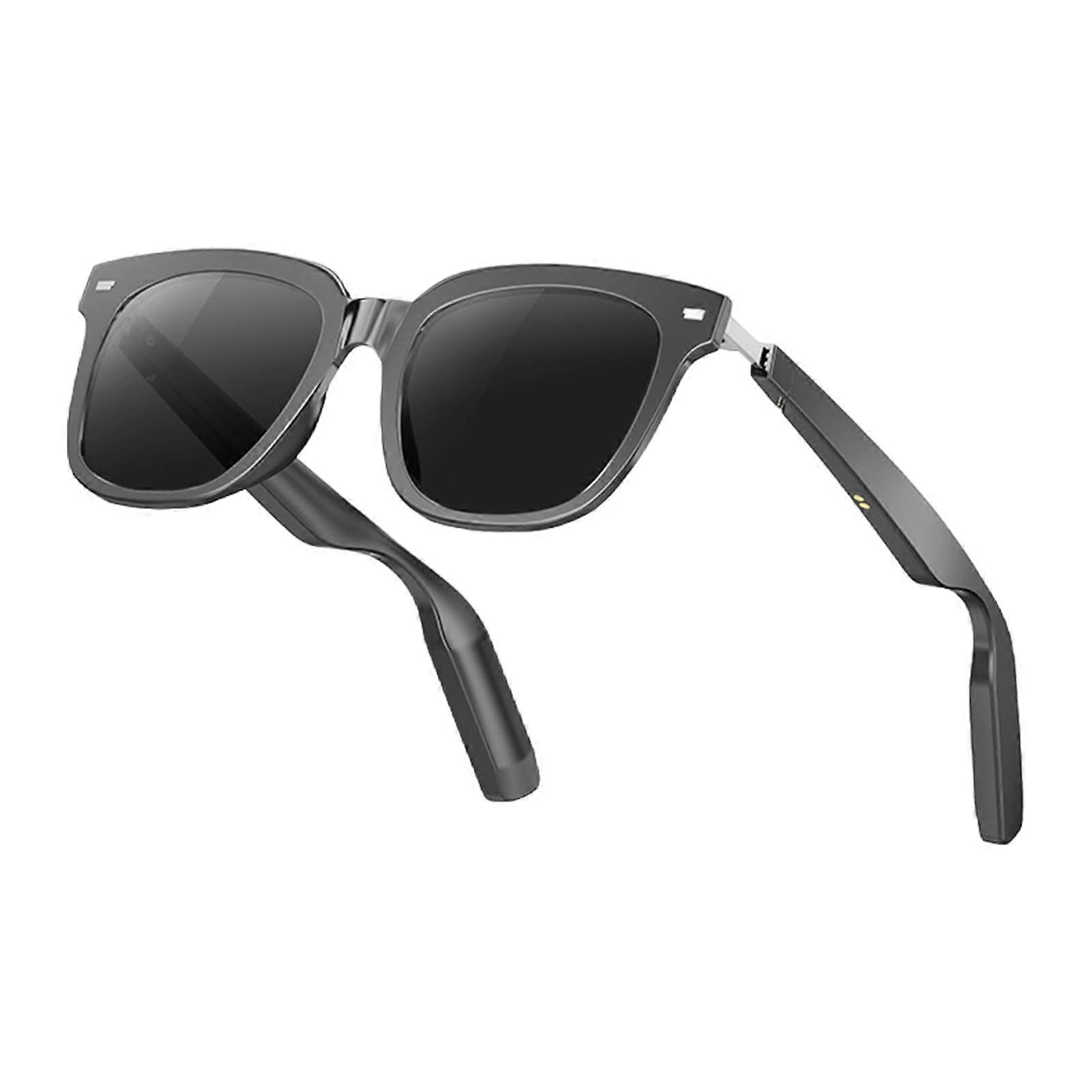 Bluetooth Smart Glasses with Polarized UV Protection, Blue Light Blocking and AI, Black