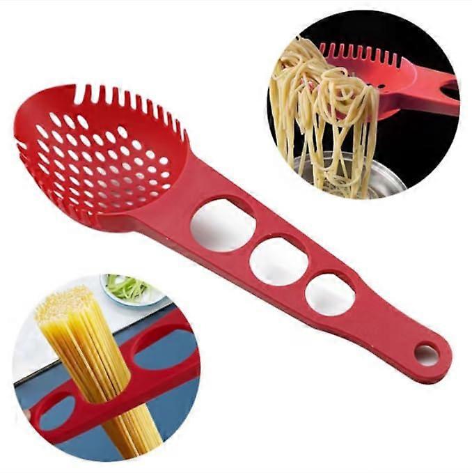Spaghetti Server Nylon Pasta Fork with Measuring Tool BPA  Red Ergonomic Comfort Grip