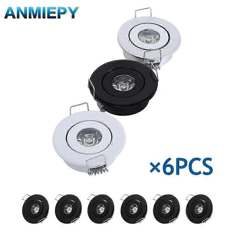 6pc Mini Led Downlight Recessed Spot Lights 1w 3w Cabinet Lighting Warm/cool