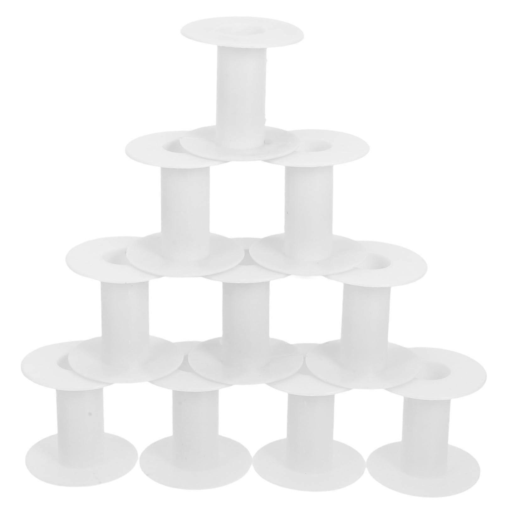10pcs Plastic Embroidery Machine Bobbins Durable Thread Spools for Sewing and Crafting White