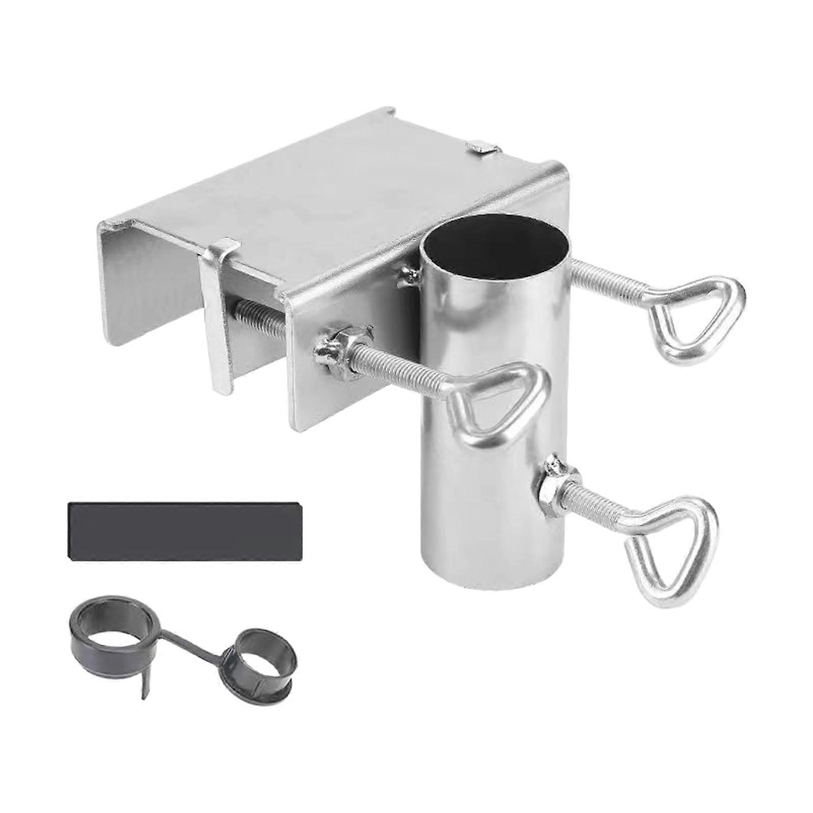 Balcony Umbrella Holder Adjustable Rustproof Metal Clamp for Railing Space Saving Deck Mount