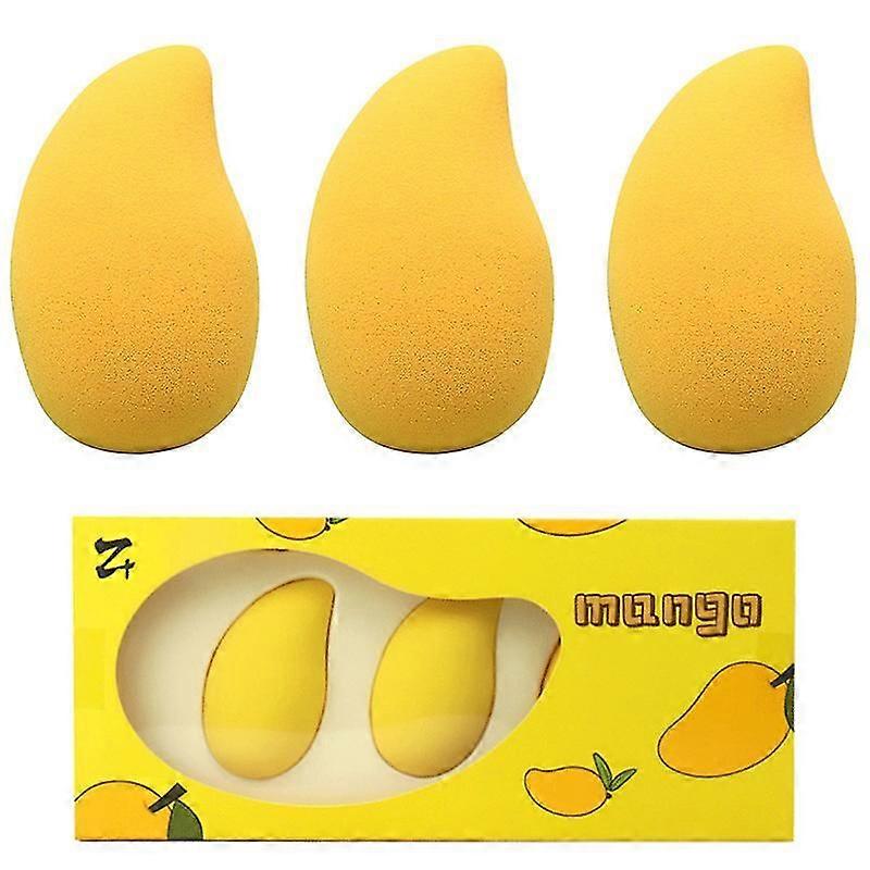 3pcs Makeup Sponges Set Mango Shaped Blender Sponge Cosmetic Puff With Holder