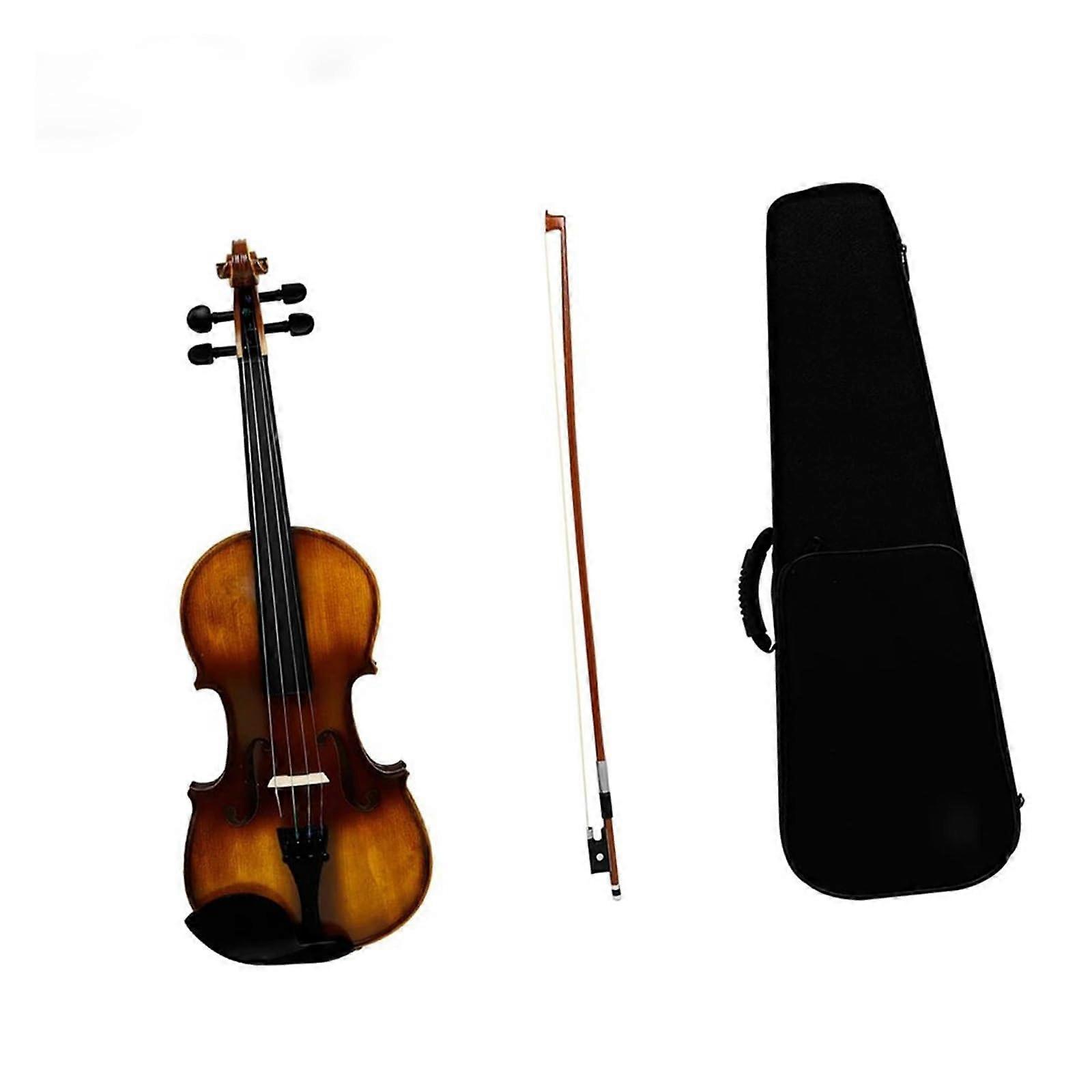 Full Size 4/4 Solid Wood Violin Set with Case Bow Tuner for Beginners and Students