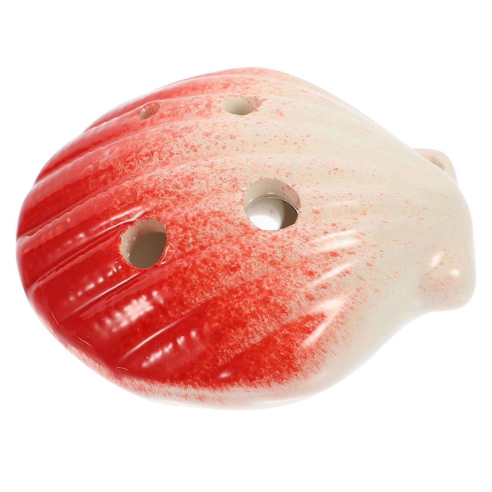 6 Hole Ceramic Ocarina Shell Shape Red Beginner Wind Instrument with Clear Tone Output
