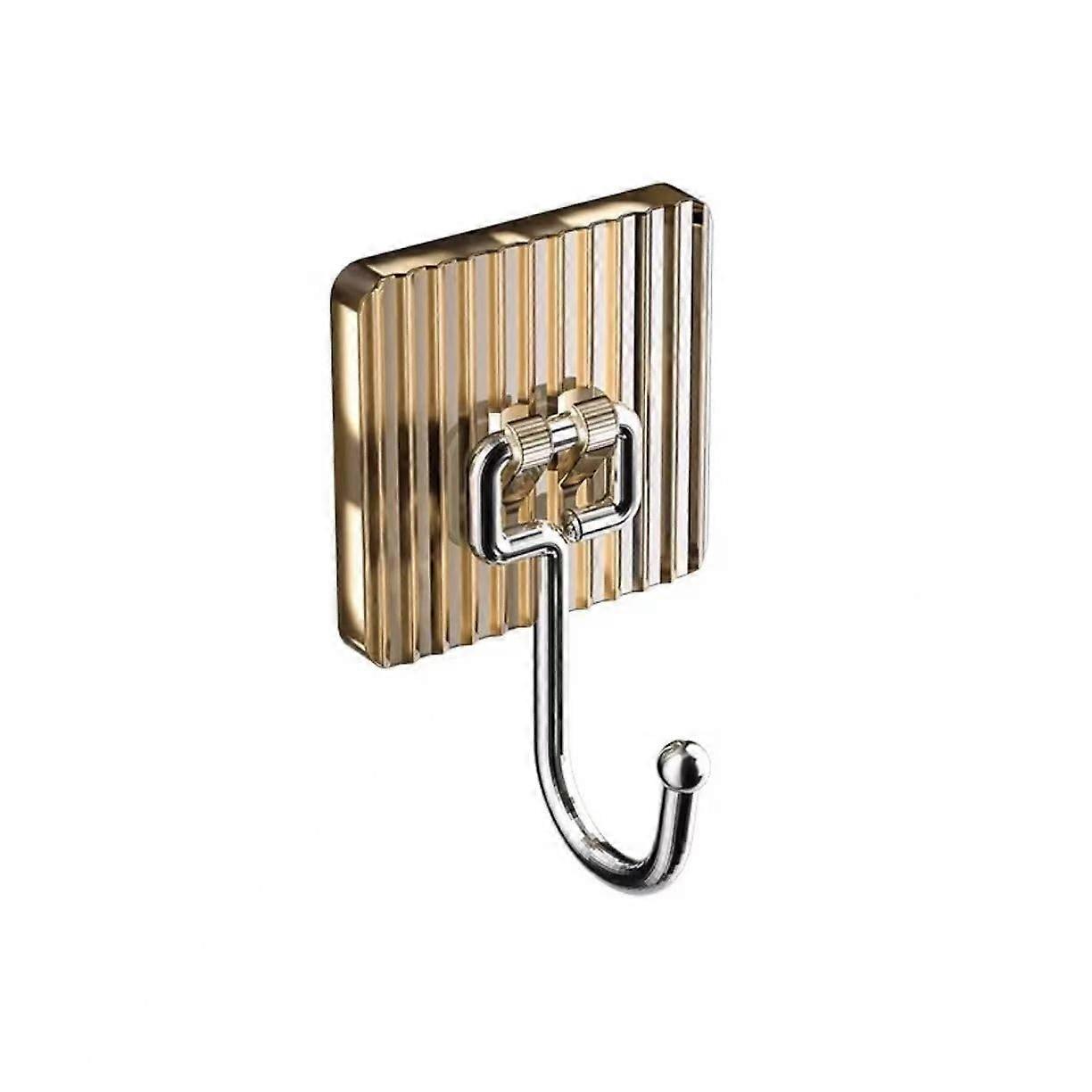 Adhesive Wall Hook with Ribbed Gold Base and Chrome Finish, Tool SpaceSaving Design