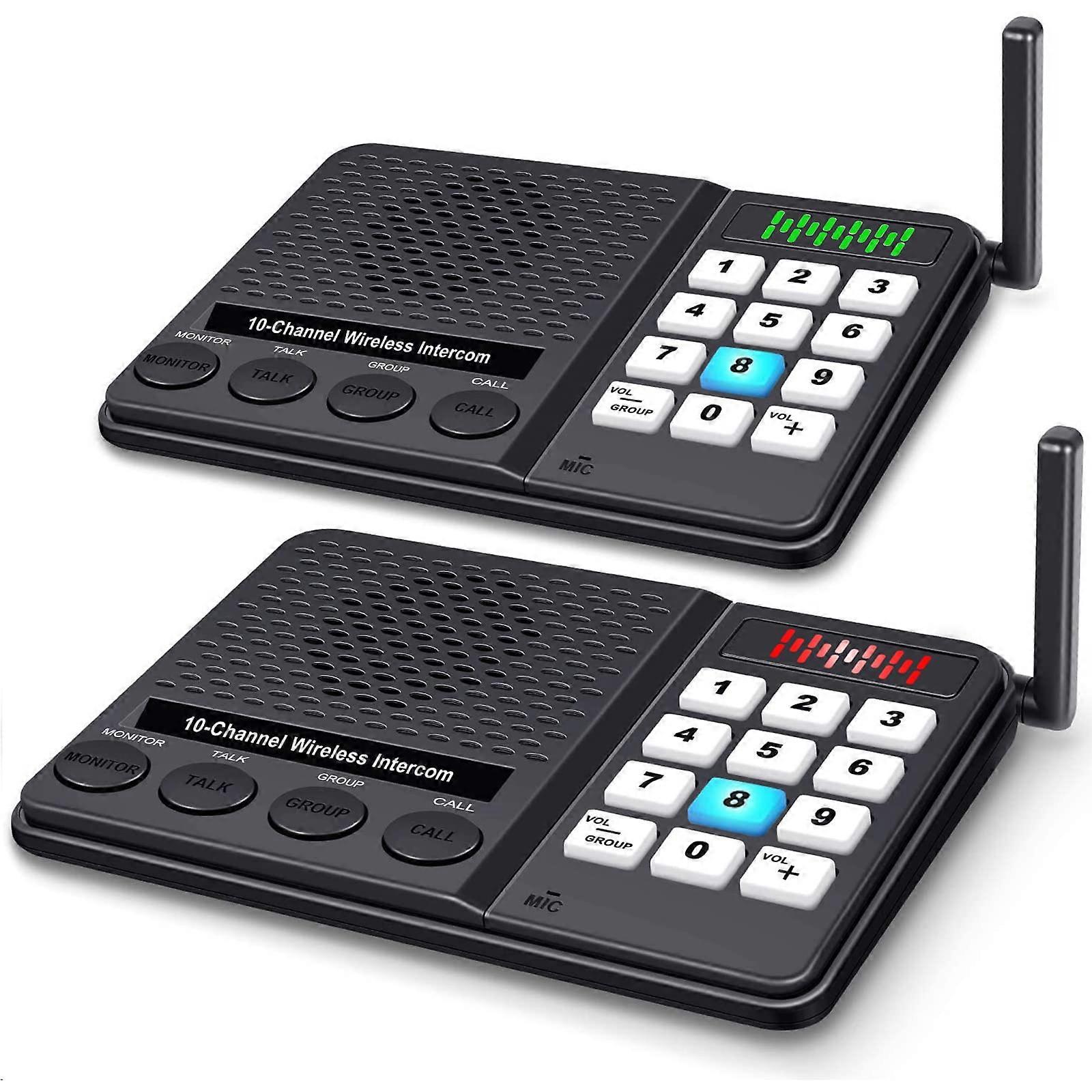 Wireless Intercom System 2 Pack for Home and Office, 10 Channel 3 Code, AntiInterference Communication