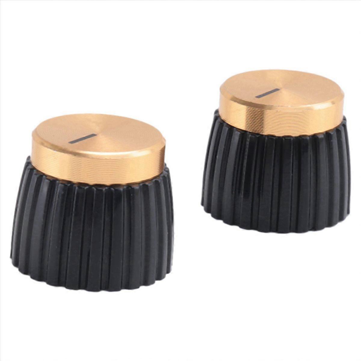 40x Guitar AMP Amplifier Knobs Push-on Black+Gold Cap for Amplifier