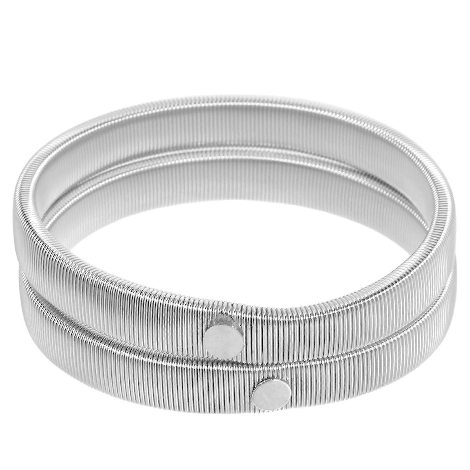 Elastic Metal Spring Bracelet Sleeve Holders for Men 2Pcs White