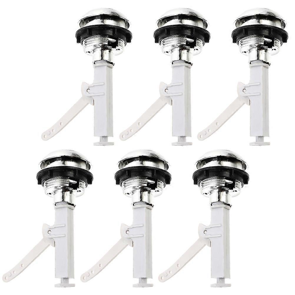 Single Toilet Tank Button Replacement Flush Round Silver 6Pcs for Home Use